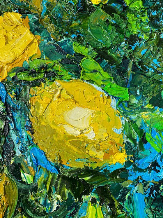 Lemon Tree Impasto Oil Art