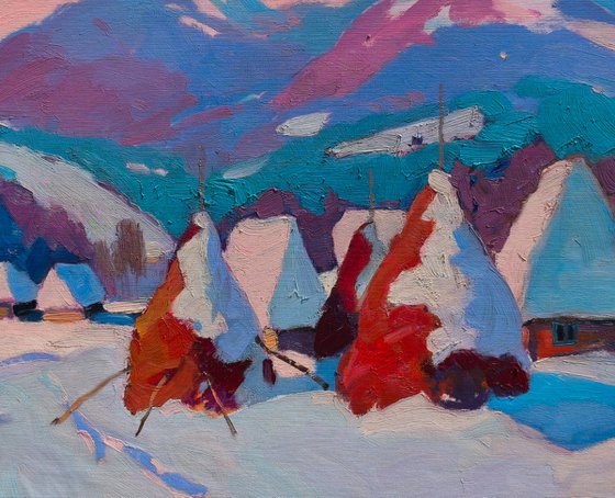 Snow Covered Haystacks