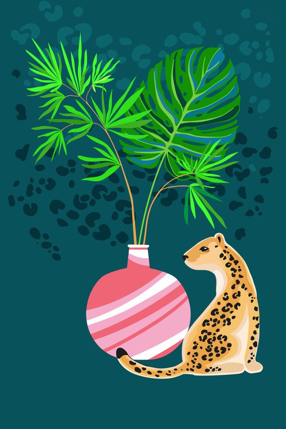 "My cute leopard" small vector series, digital art.