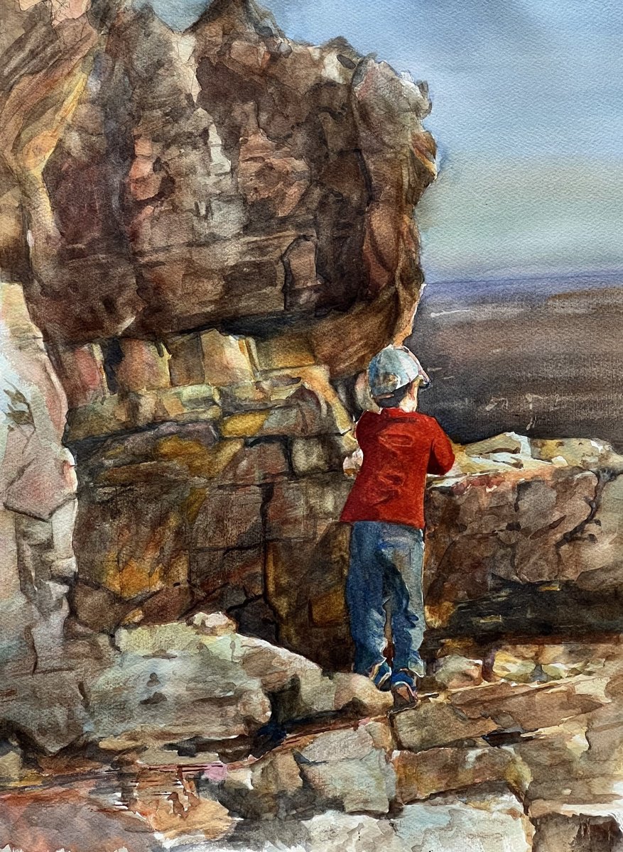 Impressionistic Landscape Watercolour By Bronwen Jones, 13 X 18, Climbing To New Heights, Original Artwork
