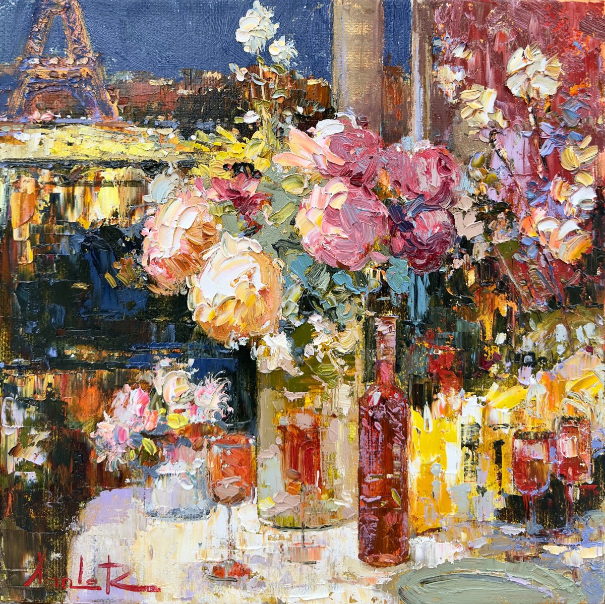 Parisian Evenings: In Bloom By Khanlar Asadullayev, 14 X 14, Artwork For Sale On Artfinder