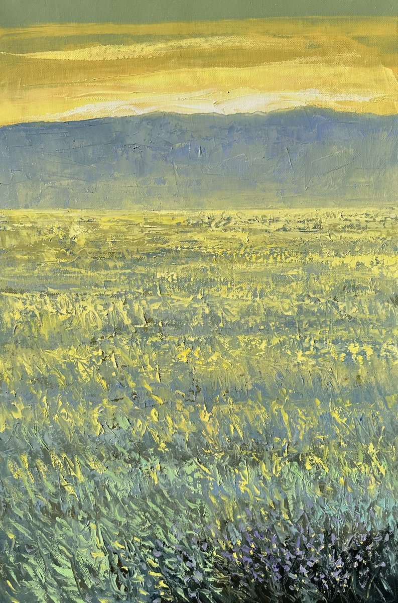 Impressionistic Landscape Oil Painting By Tigran Mamikonyan, 16 X 24", Field At Sunrise A24 40X60Cm., Original Artwork