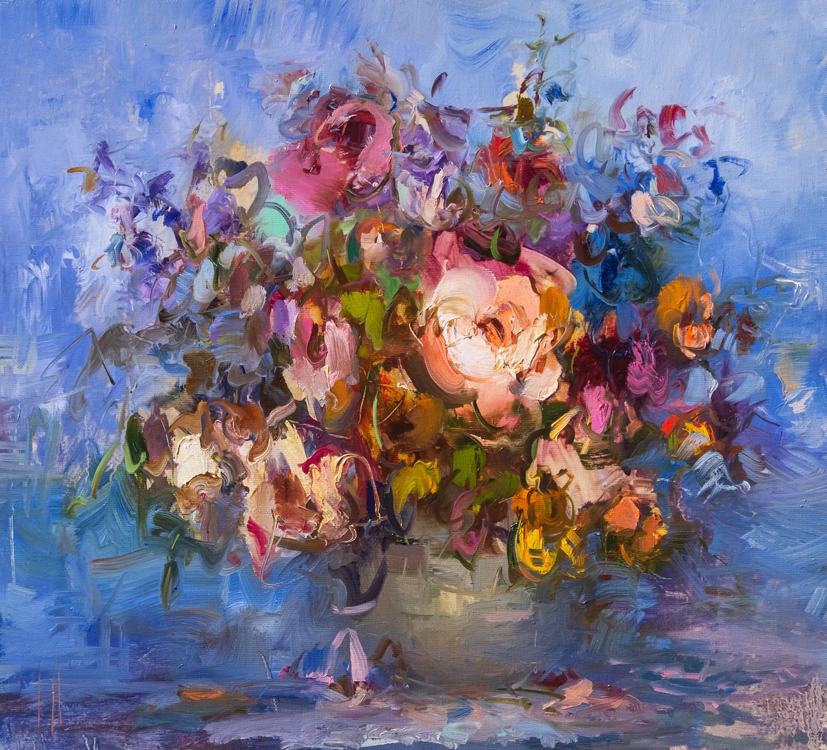 Impressionistic Botanical Oil Painting By Hennadii Penskyi, 22 X 20, Herbst, Original Artwork