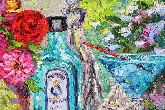 Sunlit Sapphire And Zinnias