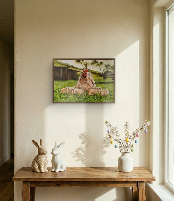 Mother Hen and Baby Chicks