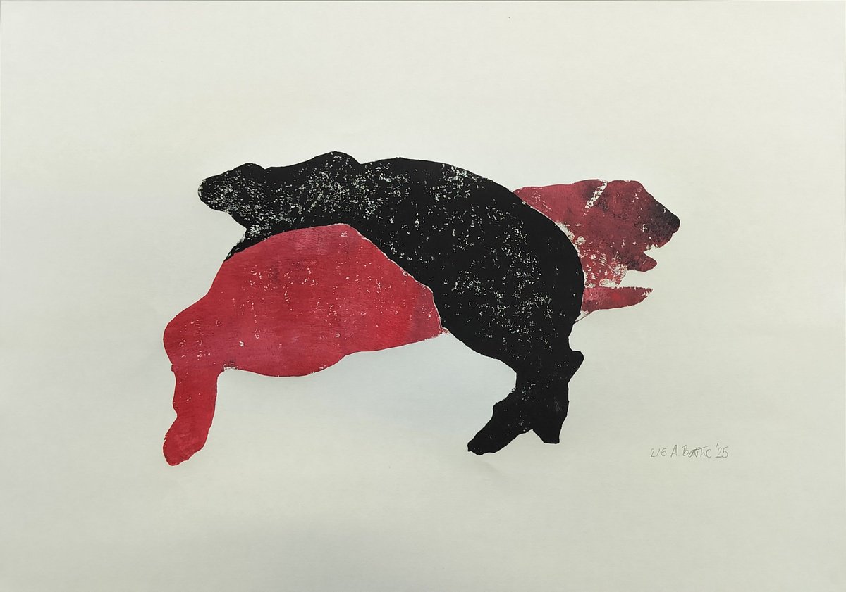 Illustrative Animal Limited Edition Print By Aleksandar Basic, 23 X 17, Rabbits 2/6, Original Artwork