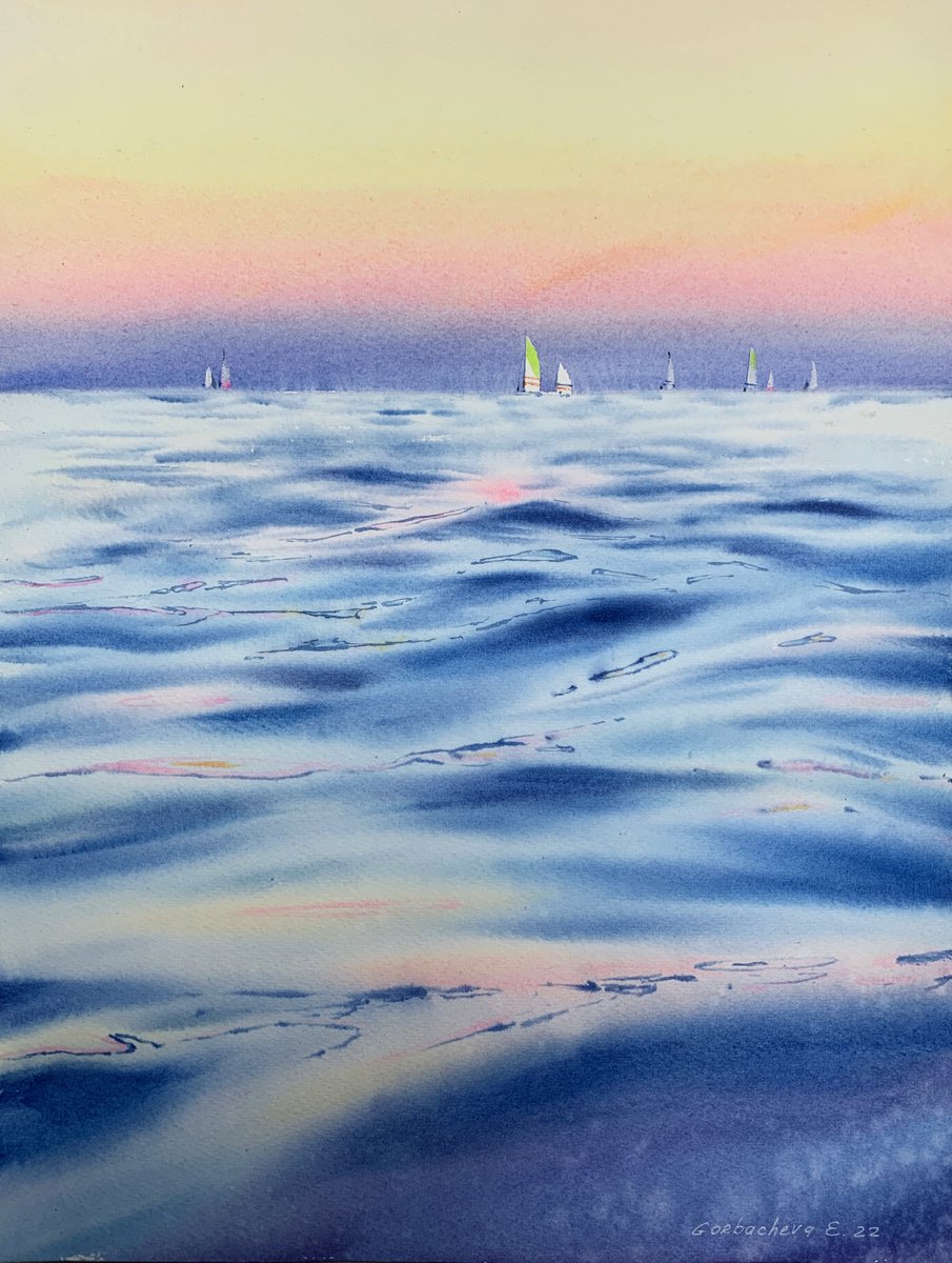 Yachts at sea #5 by Eugenia Gorbacheva