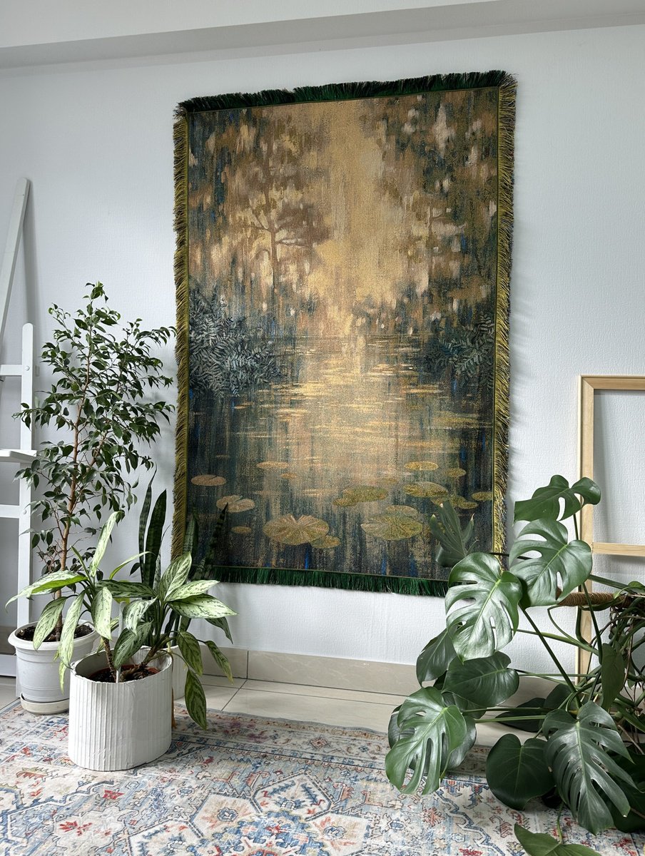 Illustrative Landscape Sculpture By Ekaterina Prisich, 39 X 59, Twilight Pond, Original Artwork