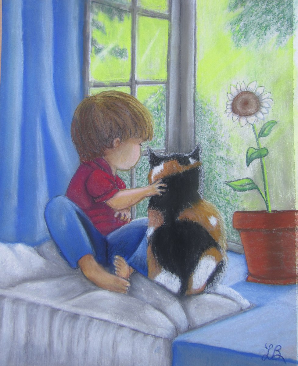A Boy and his Calico Cat by Linda Burnett