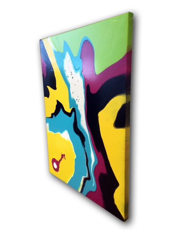 "KAPOW!" - Free Worldwide Shipping - Original Abstract PMS Acrylic Painting, 18 x 24 inches