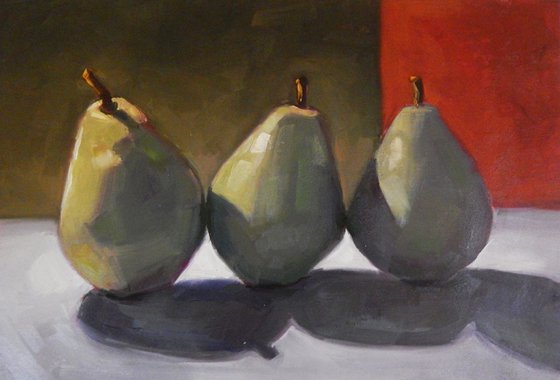 Three Pears and Red