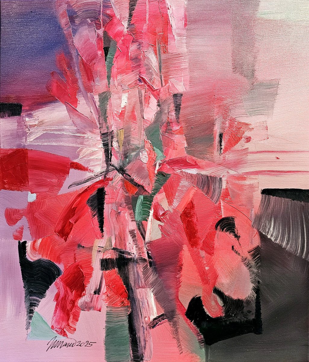 Abstract Oil Painting By Taidakov Nikolai, 24 X 28", Endgame, Original Artwork