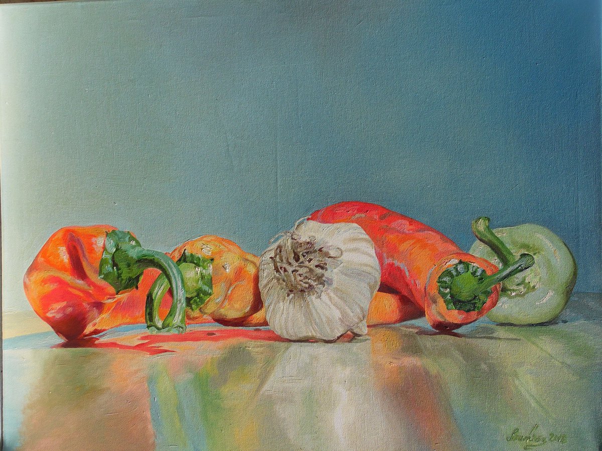 garlic and peppers by Vivien Choumissa