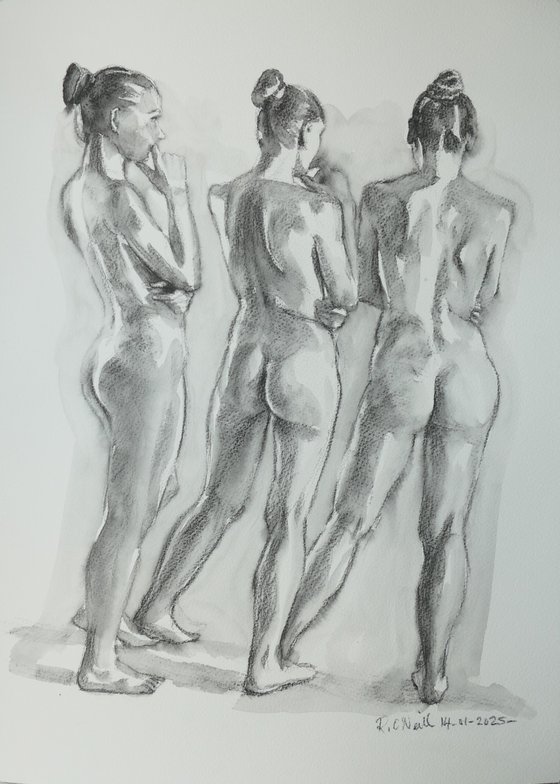 Standing female nude 3 poses