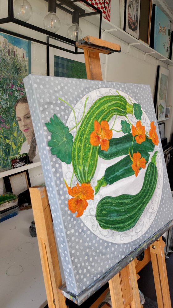 Courgettes and nasturtiums