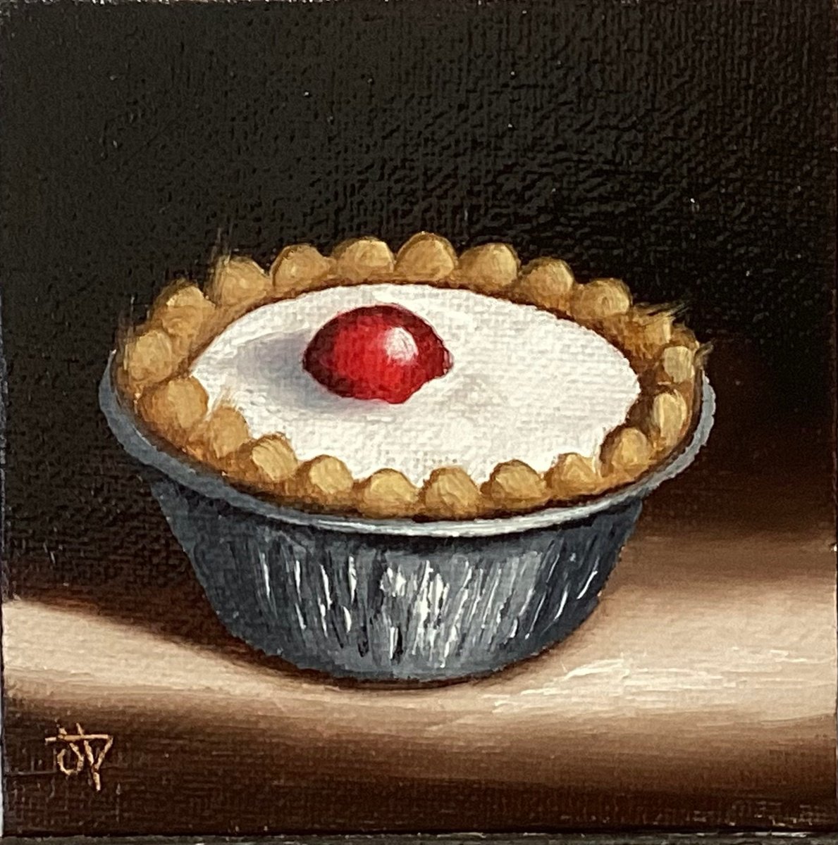 Little cherry Bakewell tart by Jane Palmer Art