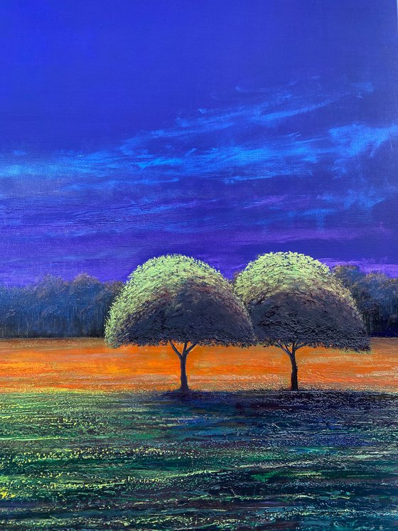 'Solaris Dreamfields XX' Surreal Landscape Oil Painting