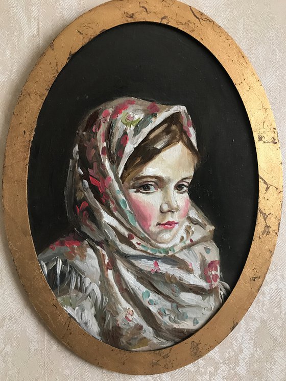 Girl in Pavlovo Posad shawl