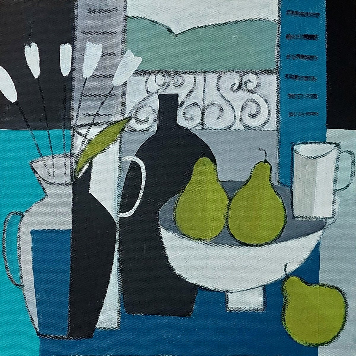 Still Life With 3 Pears Ii By Jan Rippingham, 16 X 16, Artwork For Sale On Artfinder
