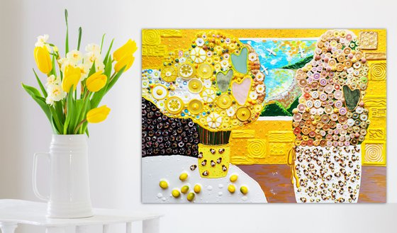 Yellow still life (NATURAL GEMSTONES & mosaic)