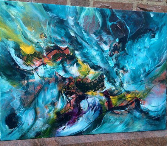 "Color Storm" ,  Abstract Acrylic Painting - 24x32 inches