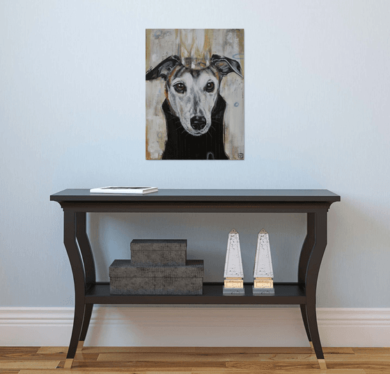 Greyhound painting called Still I Rise