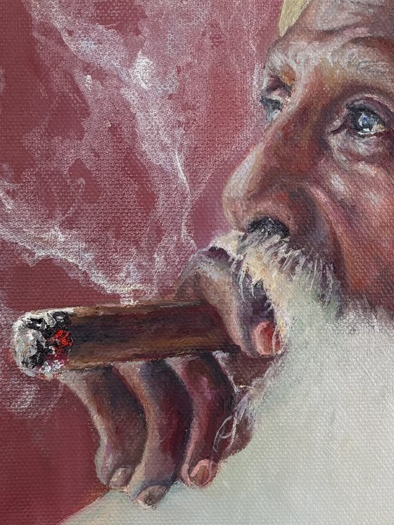 Smoking man in a turban