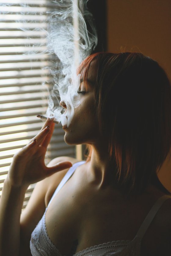 Girl smoking a cigarette