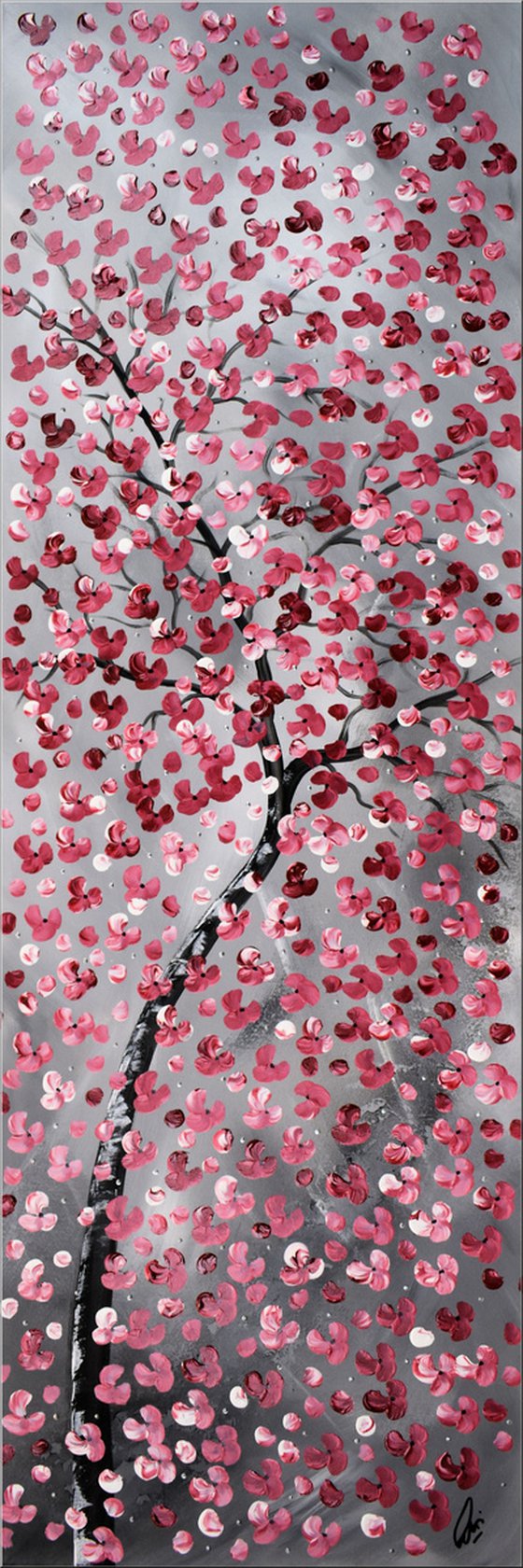 Hundred Wishes  acrylic abstract painting cherry blossoms nature painting framed canvas wall art