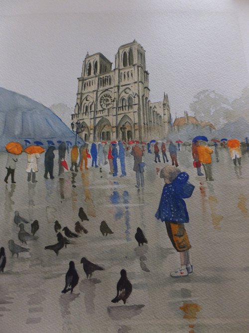 Notre Dame de Paris in the Rain by David Harmer