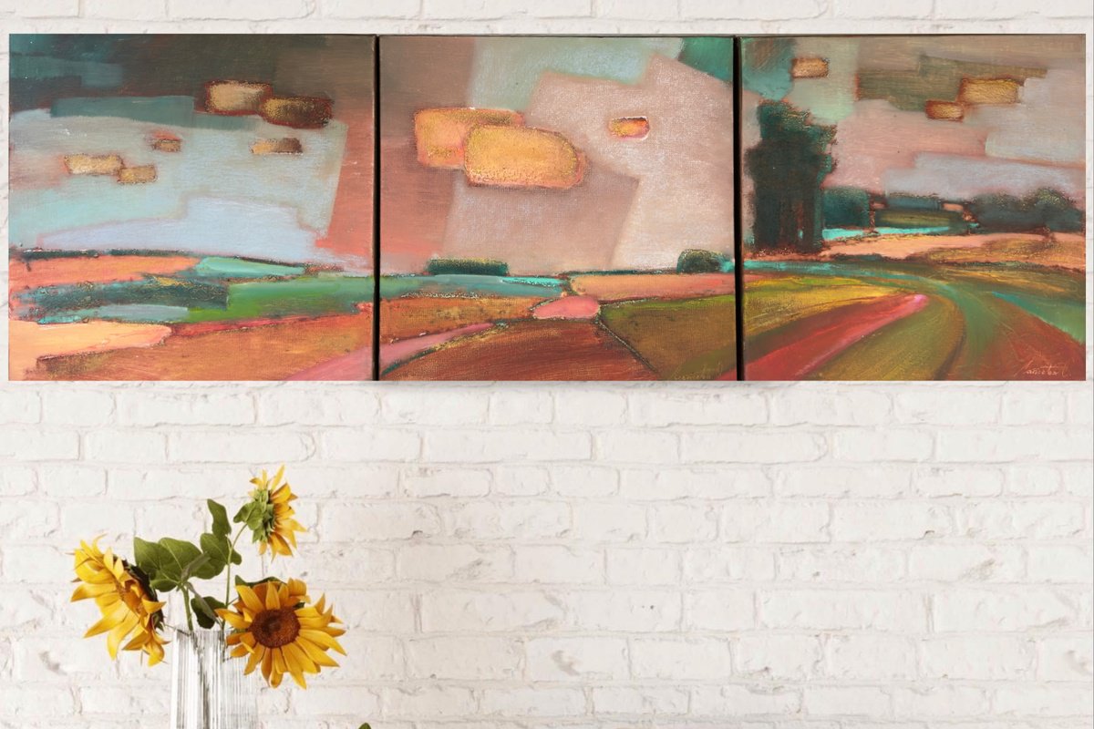 Abstract. Golden Clouds By Olha Laptieva, 34 X 11, Artwork For Sale On Artfinder