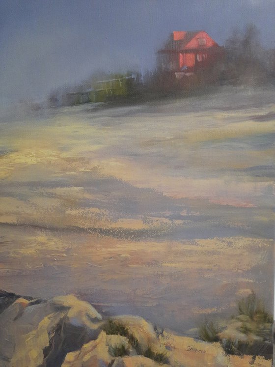 The Red House at misty beach