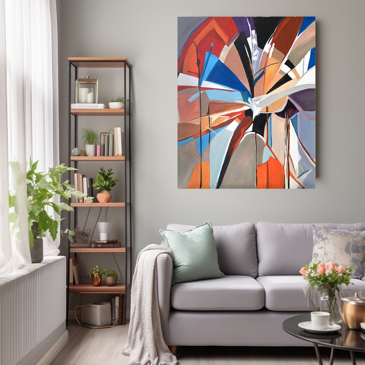 Geometric Abstract Acrylic Painting By Vita Schagen, 31 X 39", Chromatic Dance.. Geometric Abstract., Original Artwork