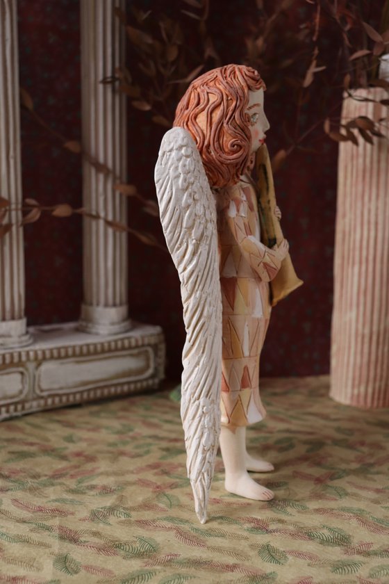 Angels song. Angel with a flut. OOAK Sculpture