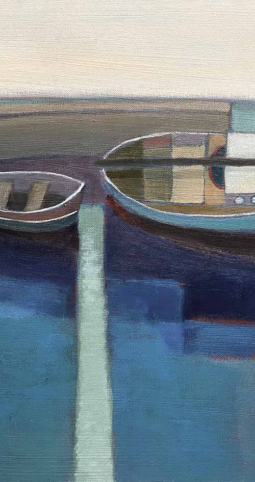 Three Boats in Harbour by Nigel Sharman