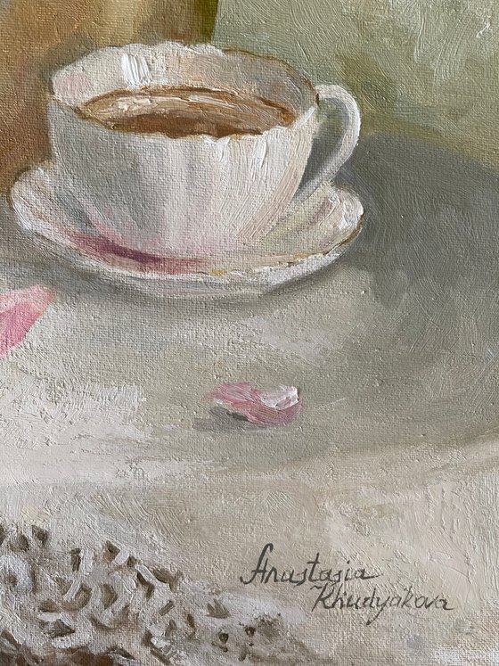 Tea with an angel by Ana Delgado