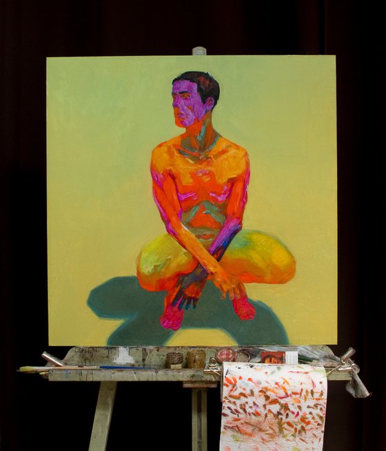 pop art: modern still life of a multicolored man