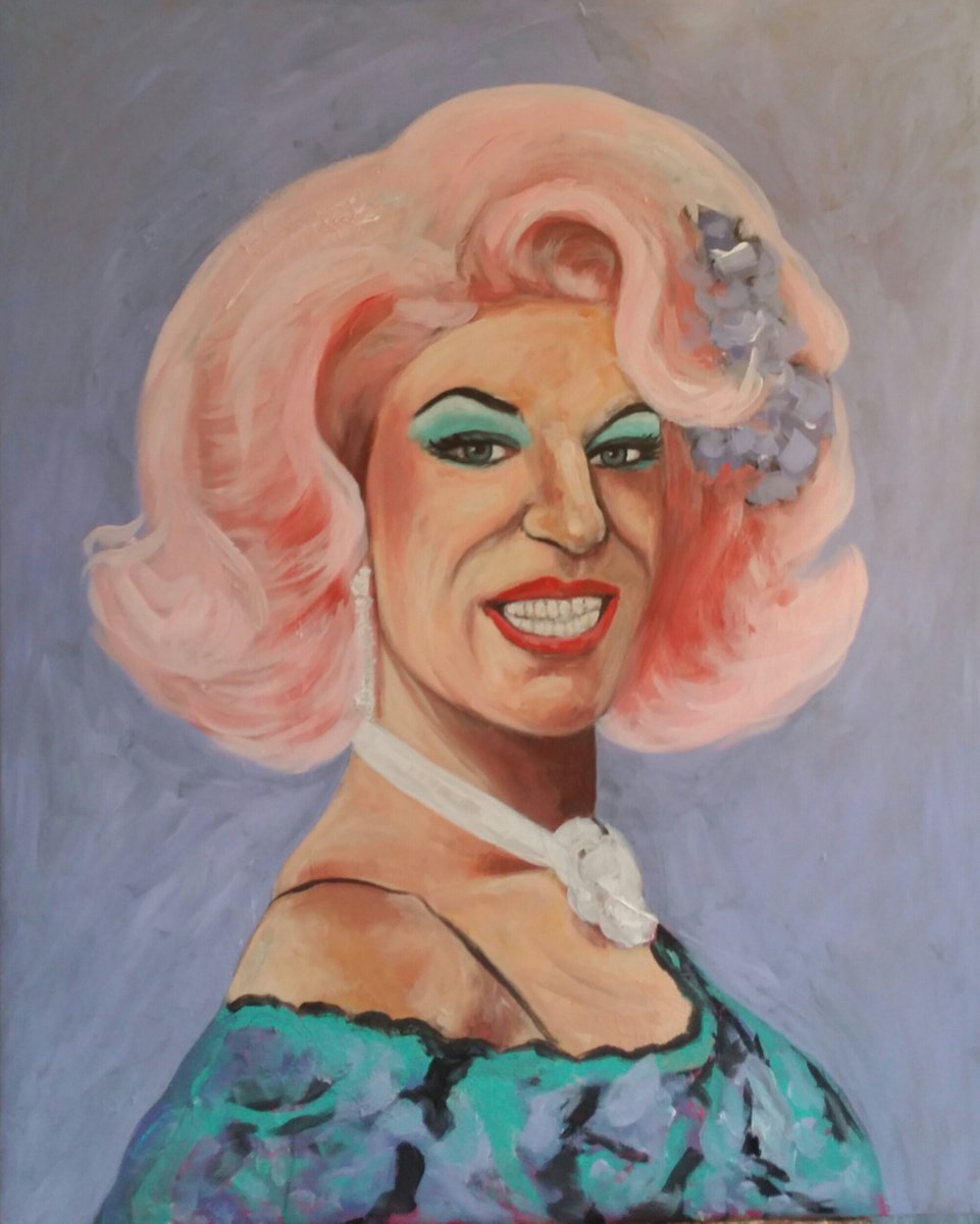 Expressive Portrait Acrylic Painting By Els Driesen, 31 X 39, Gay Pride Amsterdam, Original Artwork