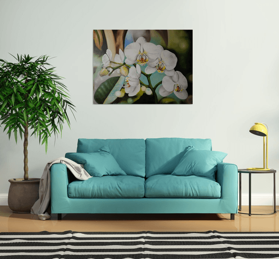 White Orchid Large Painting