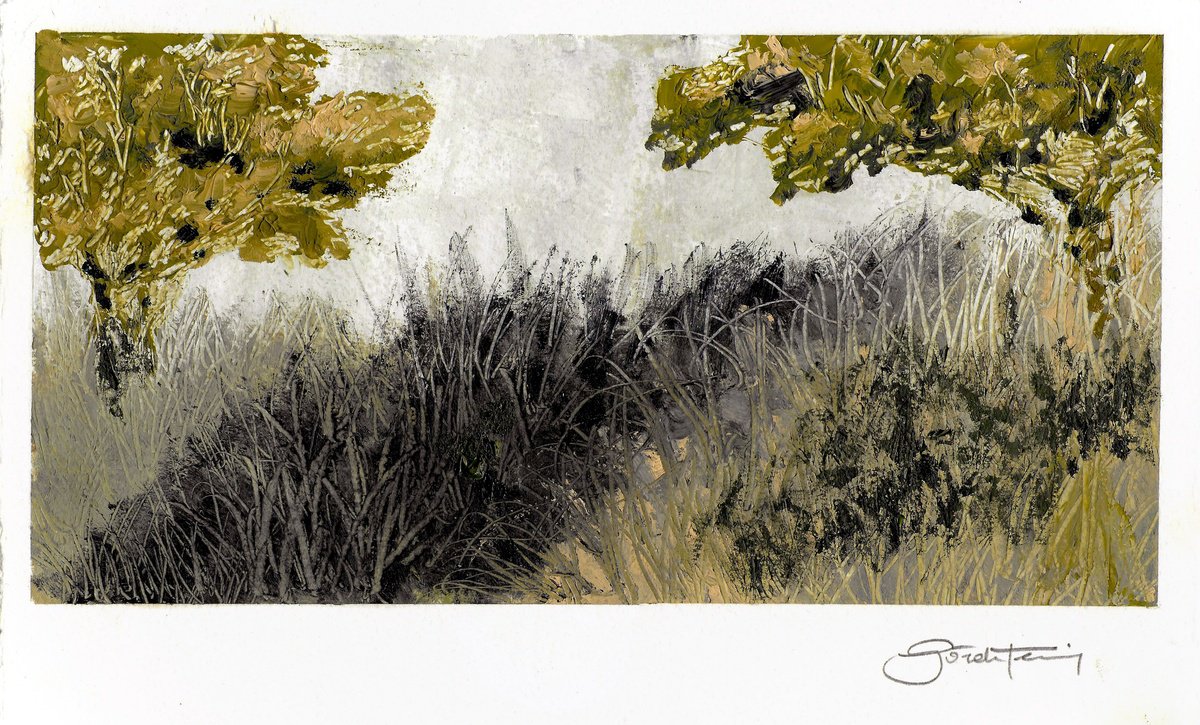 Expressive Oil Painting , Landscape / Quiet Field By Gozde Temiz Istanbul, 12 X 8, Artwork For Sale On Artfinder