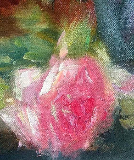 Bouquet of Pink Roses Still Life Wedding Gift