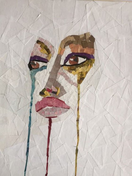 Abstract girl - paper mosaic/collage