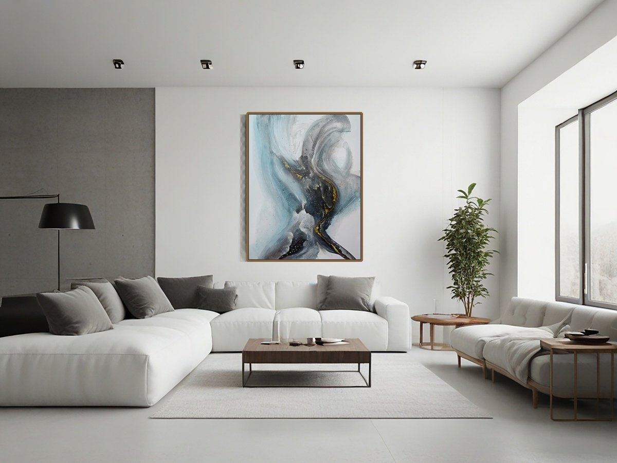 Geometric Abstract Painting By Vishalandra Dakur, 24 X 30", Undulating Hues, Original Artwork