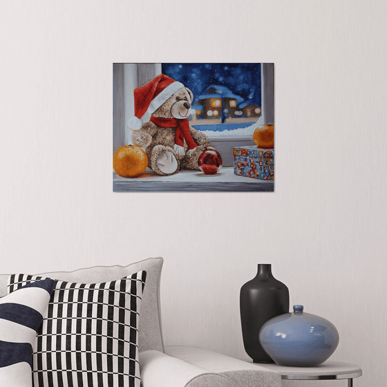 Teddy Bear Christmas Painting