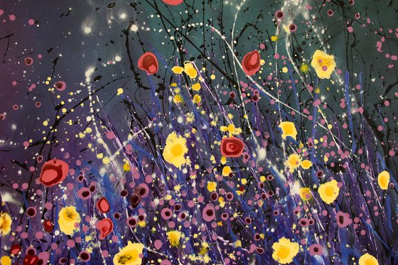 Luci Nella Notte - Super sized original abstract floral landscape