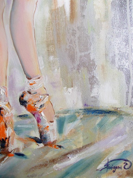 On Pointe  - Original mixed media ballerina painting