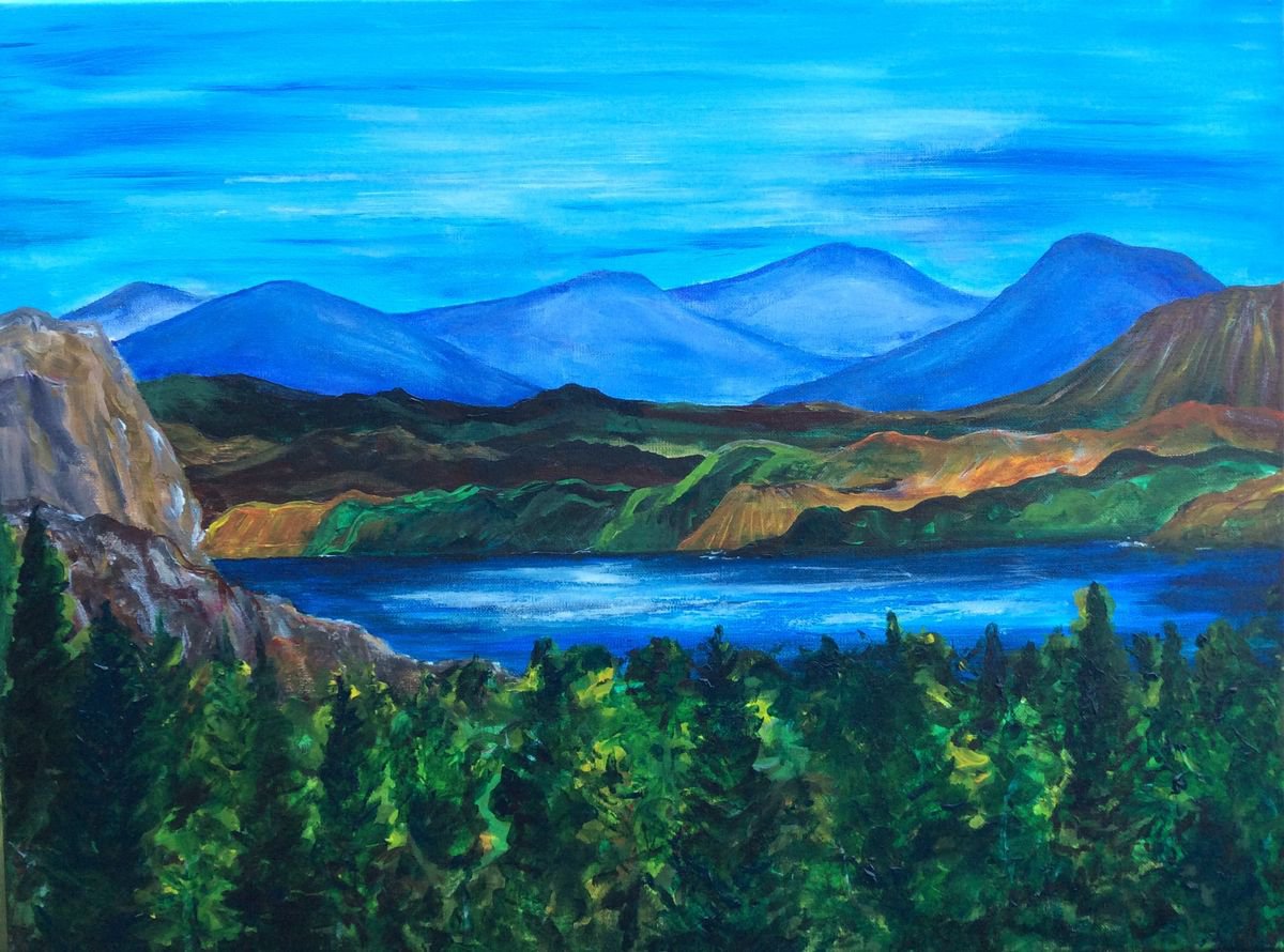 Landscape Acrylic Painting By Lucy Smerdon, 24 X 18", Mountain Landscape, Original Artwork