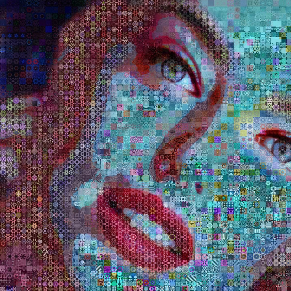 Portrait Collage By John Lijo Bluefish, 60 X 60, Aura, Original Artwork