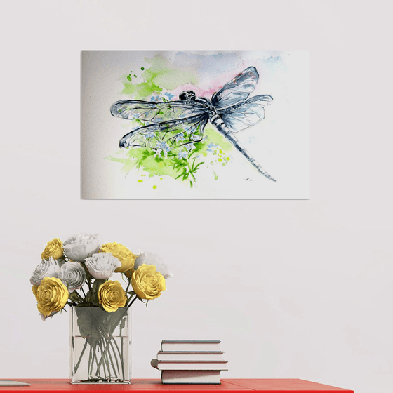 Dragonfly with flowers