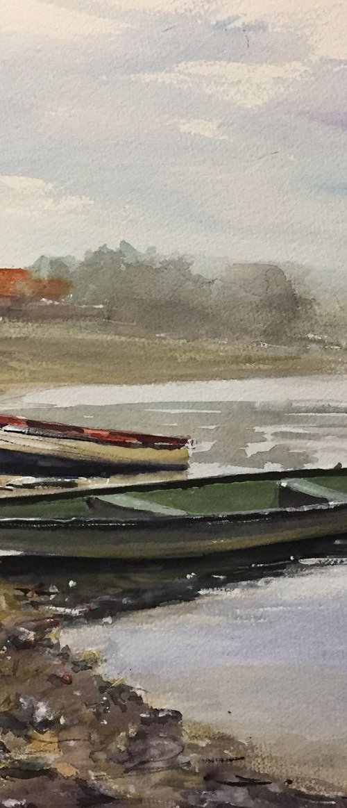 Old boats by the river by Tihomir Cirkvencic